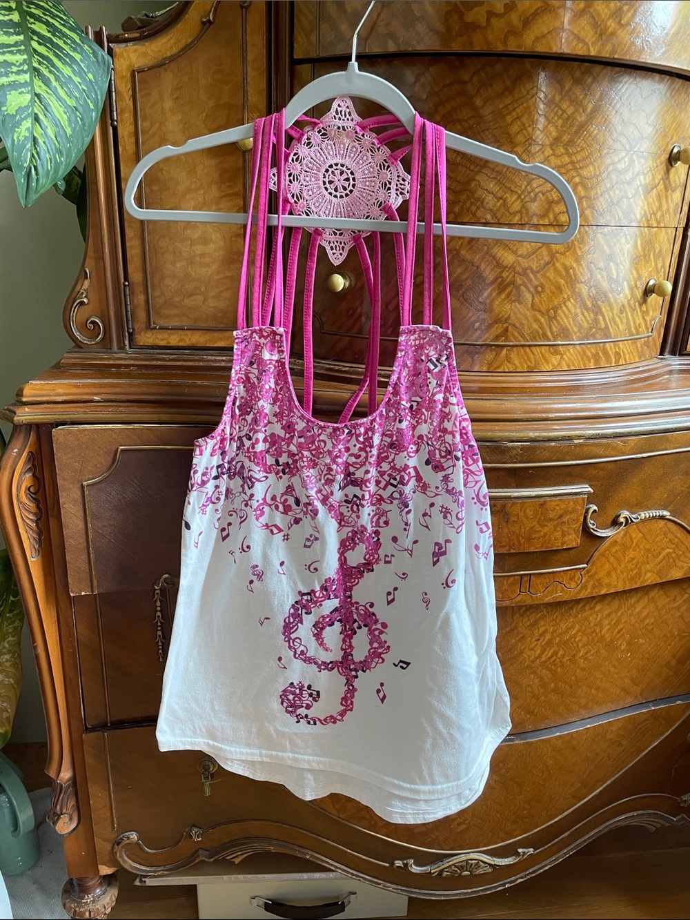 Pink Musical Note Strappy Tank Top